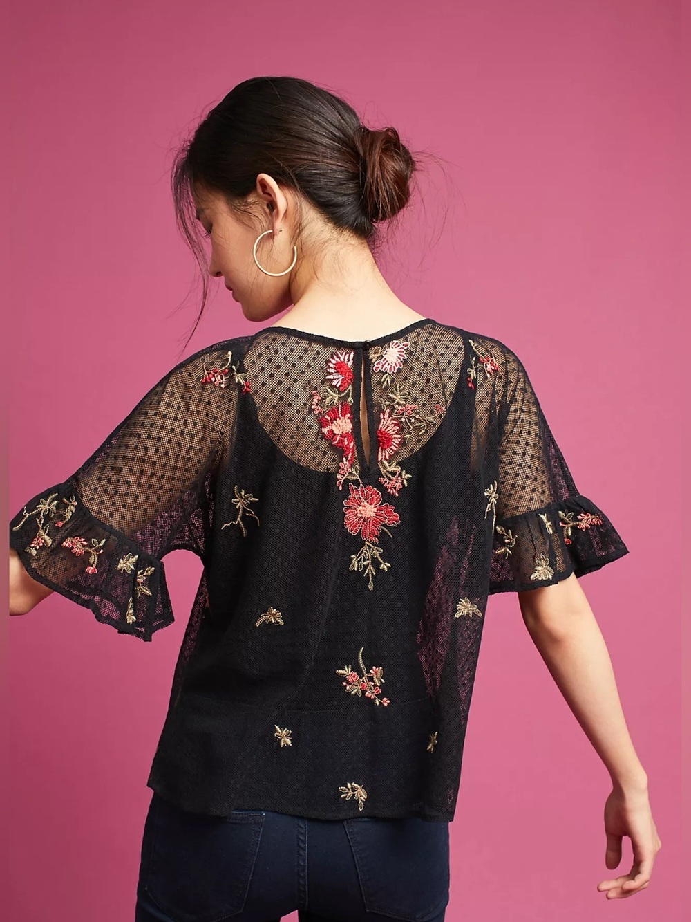 Maeve from Anthropologie Women’s Black Embroidered Cadiz Top, Size Small - Picture 4 of 13